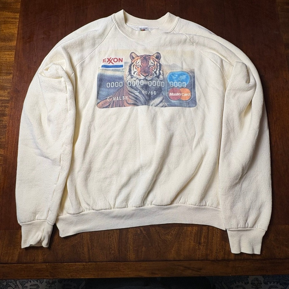 Vintage 90s Exxon Tiger MasterCard Promo Sweatshirt Fruit of the Loom XL USA